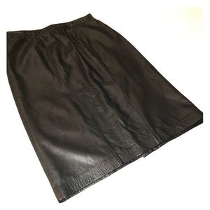 Vintage black leather Evan Davies pencil skirt, 8